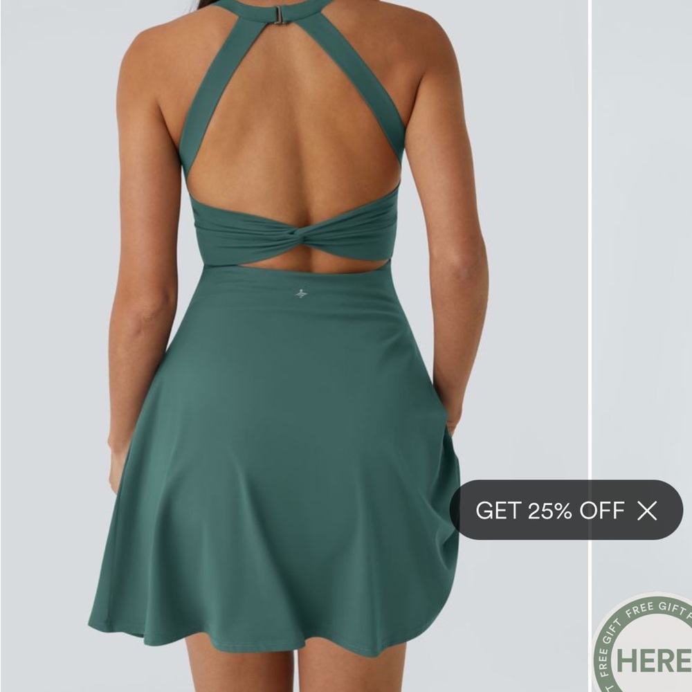 HALARA Teal Backless Dress